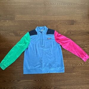 Vineyard Vines Blue and Green Quarter-Zip Sweatshirt